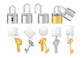 Padlocks with keys and keychains