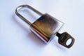 Padlocks and keys white background Royalty Free Stock Photo