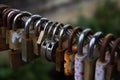 Padlocks, love lock on a bridge as a sign of connection Royalty Free Stock Photo