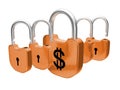 Padlocks - US dollar currency safety concept