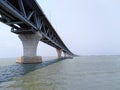 The Padma Bridge is a multipurpose road and railway bridge across the Padma River under construction in Bangladesh Royalty Free Stock Photo