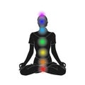 Padmasana or Lotus Pose with Chakras. Vector