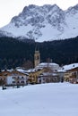 Padola Comelico superiore under snow, Italian Dolomites Royalty Free Stock Photo