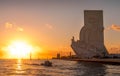 Padrao dos Descobrimentos Monument of the Discoveries at sunset in Lisbon, Portugal