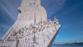 Monument to the Discoveries celebrates the Portuguese who took part in the Age of Discovery, Lisbon, Portugal timelapse