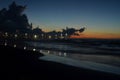 Padre Island beach lighted pier Corpus Christi, Texas