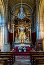 Padron, Spain - Jun 28, 2023: Interior of Church of Santiago Apo