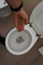 pads thrown into the toilet