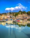 Padstow harbour Cornwall England UK with boats in brilliant colourful HDR