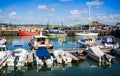 Padstow Harbour with moored fishing boats in background taken at Padstow, Cornwall, UK Royalty Free Stock Photo