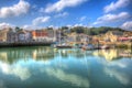 Padstow harbour North Cornwall England UK with boats in brilliant colourful HDR