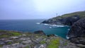 Overcast skies and drizzle at Trevose Head Light House, Cornwall, UK Royalty Free Stock Photo