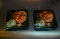Pad Thai noodles with Seafood and nuts on the table