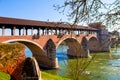 Padua covered bridge over the Ticino river Royalty Free Stock Photo