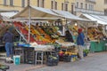 Piazza delle Erbe fresh food stall in Padua Italy