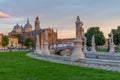 Padua, Italy, August 29, 2021: Sunset over Basilica of Santa Giustina at Prato della Valle in Italian town Padua Royalty Free Stock Photo