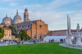 Padua, Italy, August 29, 2021: Sunset over Basilica of Santa Giustina at Prato della Valle in Italian town Padua Royalty Free Stock Photo