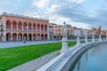 Padua, Italy, August 29, 2021: Sunset over Loggia Amulea at Piazza Prato della Valle in the Italian town Padua Royalty Free Stock Photo