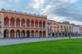 Padua, Italy, August 29, 2021: Sunset over Loggia Amulea at Piazza Prato della Valle in the Italian town Padua Royalty Free Stock Photo