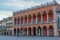 Padua, Italy, August 29, 2021: Sunset over Loggia Amulea at Piazza Prato della Valle in the Italian town Padua Royalty Free Stock Photo