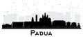 Padua Italy City Skyline Silhouette with Black Buildings Isolated on White