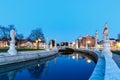 Padua Prato Della Valle square with statues travel traveling holidays vacation town at night in Padova, Italy Royalty Free Stock Photo