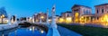 Padua Prato Della Valle square with statues travel traveling holidays vacation town panorama at night in Padova, Italy Royalty Free Stock Photo