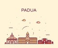 Padua skyline Italy vector linear style city