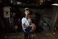 Paduang woman in her kitchen Royalty Free Stock Photo