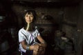 Paduang woman in her kitchen Royalty Free Stock Photo