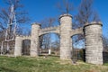 Famous castle gates entrance to Bob Noble Park, a large public park in the city