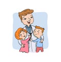 Paediatric doctor with children Royalty Free Stock Photo