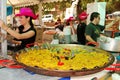 Paella on bar counter, Marbella, Spain.