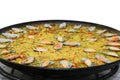 Paella cooked isolated on white