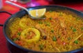 Paella de mariscos or Spanish seafood paella Royalty Free Stock Photo