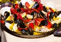Paella with lobster on white plate Royalty Free Stock Photo