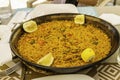 paella prepared on Mediterranean street market in Alicante, Spain