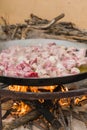 Paella preparing