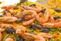 Paella with shrimps and mussels Royalty Free Stock Photo