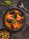 Paella on a table