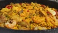 Paella Valenciana. Typical valencia food. Spanish food. Yellow rice. Royalty Free Stock Photo