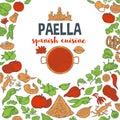 Paella vector outline set