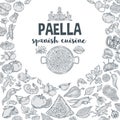 Paella vector outline set