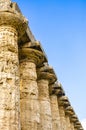 Paestum , Detail of the Doric Temple of Neptune or Hera II. Italy Royalty Free Stock Photo