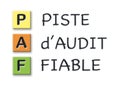 PAF initials in colored 3d cubes with meaning in french language