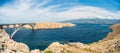 Pag Bridge - Paski bridge that connects the island of Pag to the Croatian mainland above an Adriatic Sea strait called Ljubacka Royalty Free Stock Photo