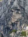 The Pagan Girl Ajdovska deklica a face in the northern wall of Prisank mountain Royalty Free Stock Photo