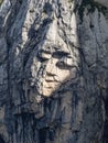 The Pagan Girl Ajdovska deklica a face in the northern wall of Prisank mountain Royalty Free Stock Photo