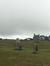 The Standing Stones and an Abandoned Tin Min on Bodmin Moor Royalty Free Stock Photo