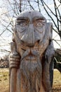 Pagan wooden statue of an old man.